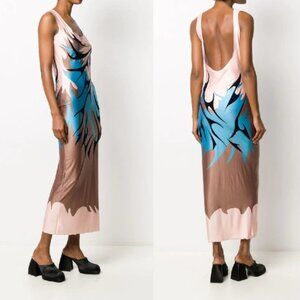 Maisie Wilen Tribal Printed Maxi Dress in Pink Blue XL